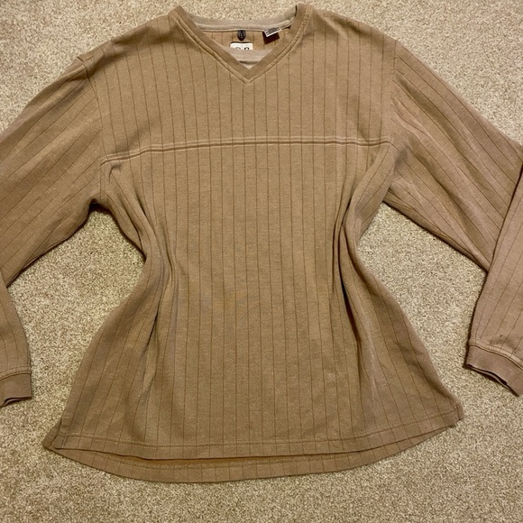 Y2K Tan Ribbed Sweater - Picture 1 of 4
